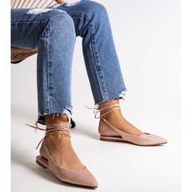 Bailarinas Safine con cordones rosa y pedrería rosado 3