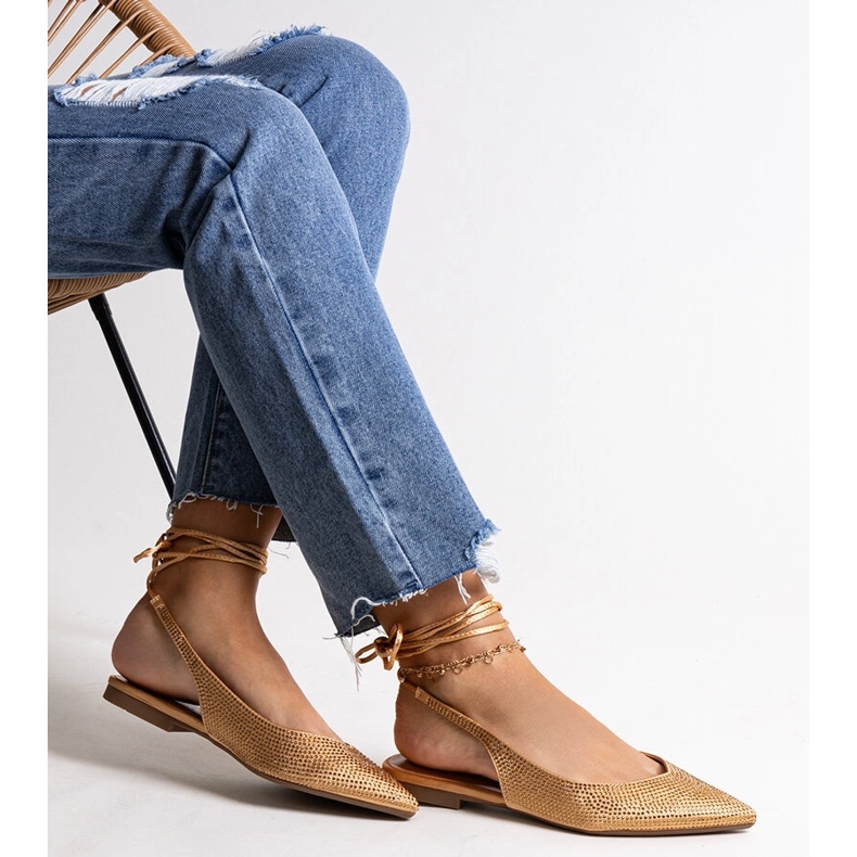 Bailarinas Safine con cordones dorado y circonitas 1