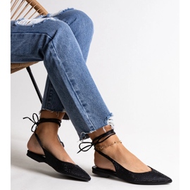 Bailarinas Safine negras con cordones y pedrería negro 1 Bailarinas Safine negras con cordones y pedrería negro 1