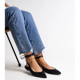 Bailarinas Safine negras con cordones y pedrería negro 2