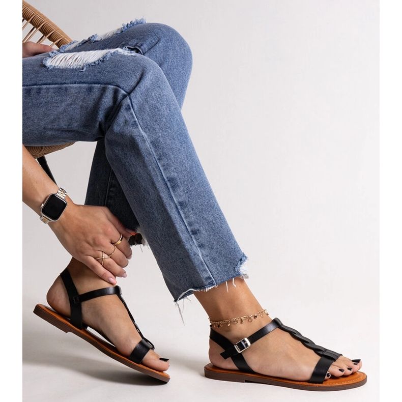 Sandalias planas Amaranto negro 1