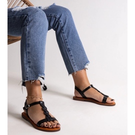 Sandalias planas Amaranto negro 3