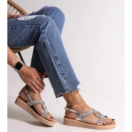 Sandalias de plataforma plateadas con pedrería Mifsa 1 Sandalias de plataforma plateadas con pedrería Mifsa 1