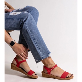 Sandalias rojas hechas de cuero ecológico Makdaka. rojo 1 Sandalias rojas hechas de cuero ecológico Makdaka. rojo 1