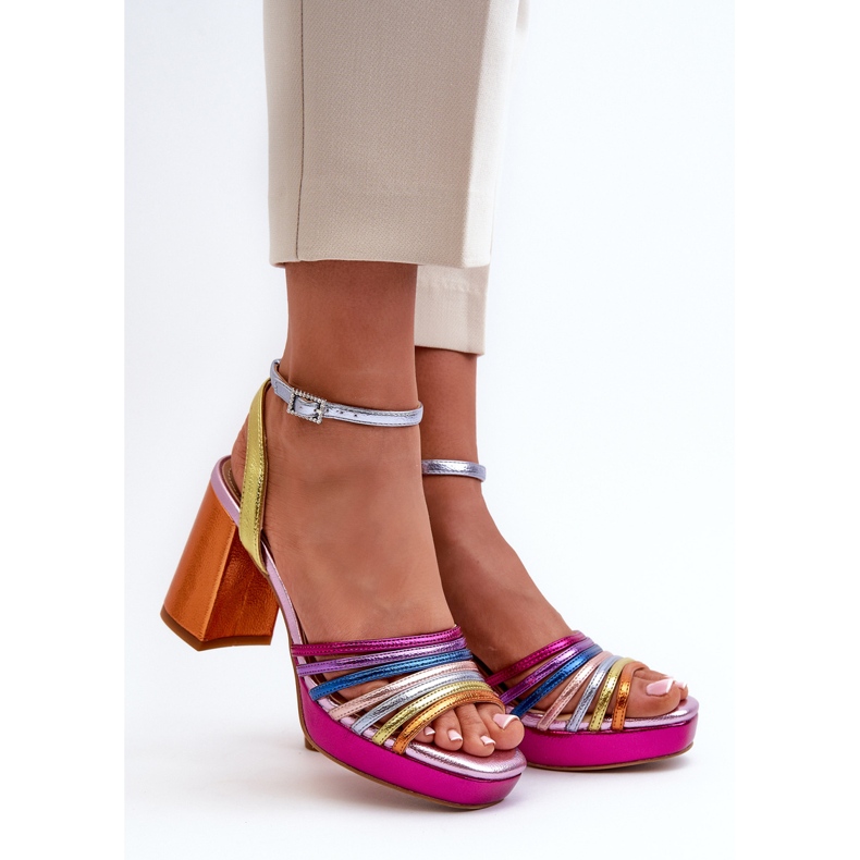 S.Barski Sandalias de Mujer con Tacón Alto D&amp;A CR920 Multicolor púrpura 1