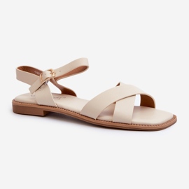 Sandalias Planas de Mujer Fabricadas en Piel Ecológica S.Barski KV27-003 Beige 3