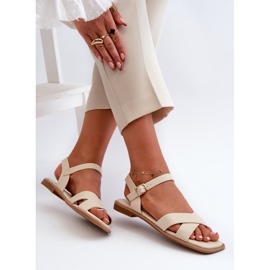 Sandalias Planas de Mujer Fabricadas en Piel Ecológica S.Barski KV27-003 Beige 5