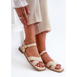 Sandalias Planas de Mujer Fabricadas en Piel Ecológica S.Barski KV27-003 Beige 6