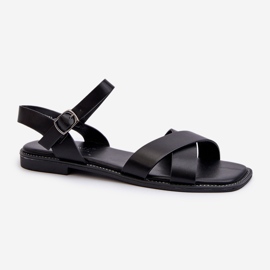 Sandalias Planas de Mujer Fabricadas en Piel Ecológica S.Barski KV27-003 Negro 3