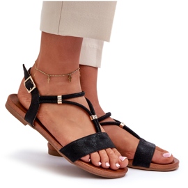 Sandalias Planas Mujer Con Tiras S.Barski KV27-010 Negro 7