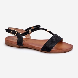 Sandalias Planas Mujer Con Tiras S.Barski KV27-010 Negro 3