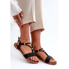 Sandalias Planas Mujer Con Tiras S.Barski KV27-010 Negro 6