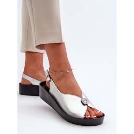 Sandalias Mujer Piel Con Cuña Y Plataforma S.Barski KV27-020 Plata 3