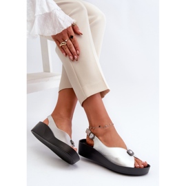 Sandalias Mujer Piel Con Cuña Y Plataforma S.Barski KV27-020 Plata 5