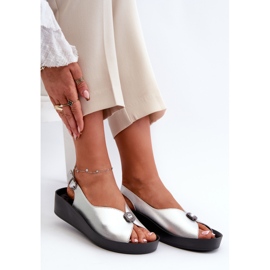 Sandalias Mujer Piel Con Cuña Y Plataforma S.Barski KV27-020 Plata 6