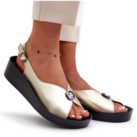 Sandalias Mujer Piel Con Cuña Y Plataforma S.Barski KV27-020 Dorado 9