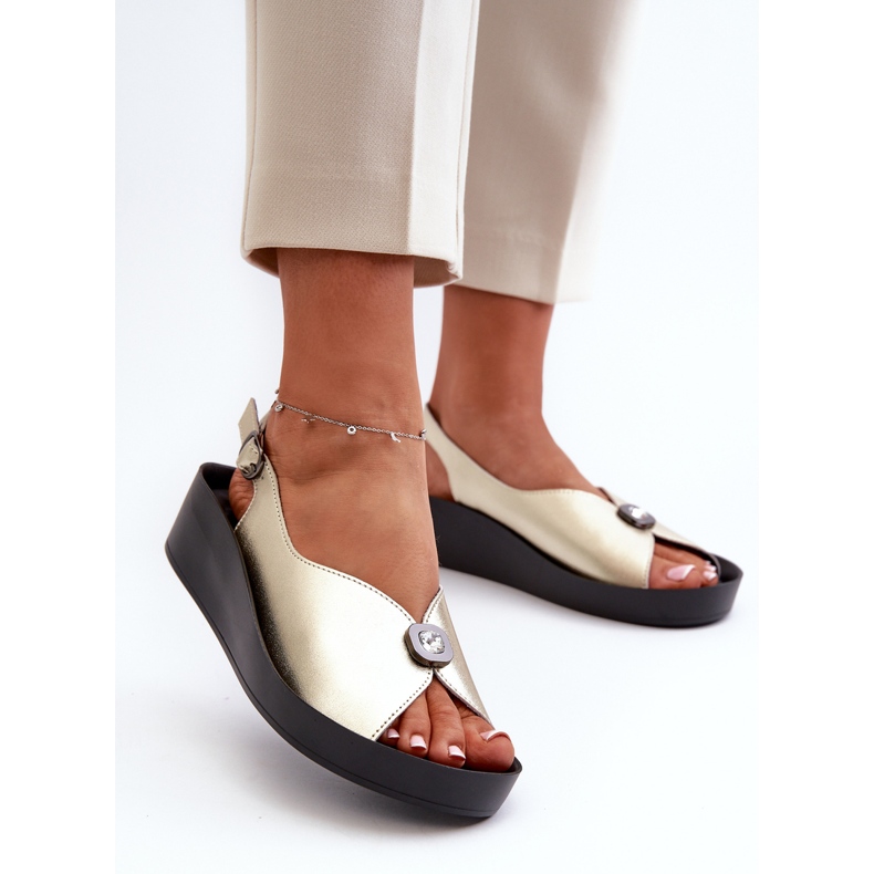 Sandalias Mujer Piel Con Cuña Y Plataforma S.Barski KV27-020 Dorado 2