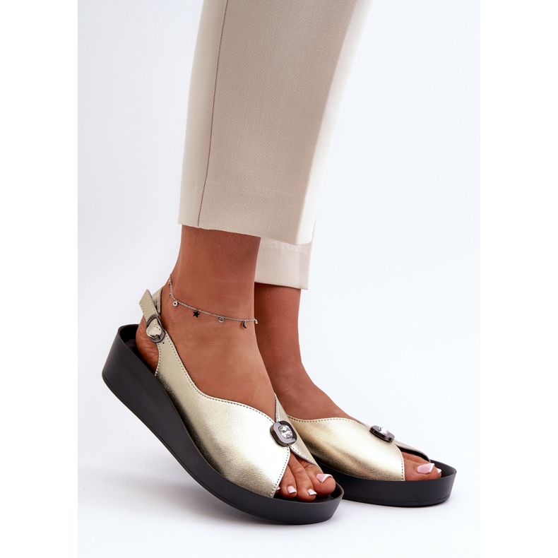 Sandalias Mujer Piel Con Cuña Y Plataforma S.Barski KV27-020 Dorado 1