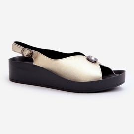 Sandalias Mujer Piel Con Cuña Y Plataforma S.Barski KV27-020 Dorado 3