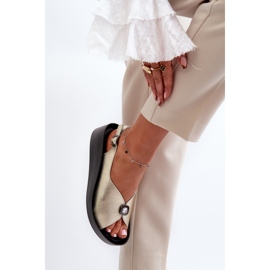 Sandalias Mujer Piel Con Cuña Y Plataforma S.Barski KV27-020 Dorado 6