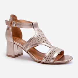 Sandalias Mujer Piel Tacón Alto Maciejka 06459-25 Beige y Dorado 3