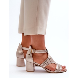 Sandalias Mujer Piel Tacón Alto Maciejka 06459-25 Beige y Dorado 6