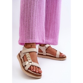 Zazoo 50103 Sandalias Mujer Piel con Plataforma, Beige 2