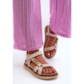 Zazoo 50103 Sandalias Mujer Piel con Plataforma, Beige 4