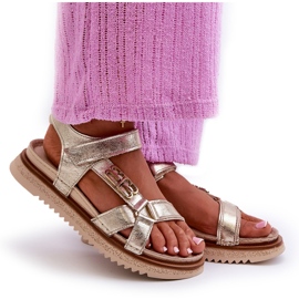 Zazoo 50103 Sandalias Mujer Piel con Plataforma, Dorado 7