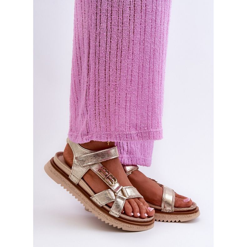 Zazoo 50103 Sandalias Mujer Piel con Plataforma, Dorado 1