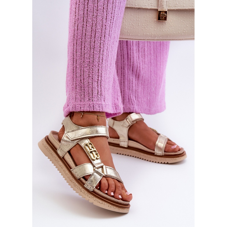 Zazoo 50103 Sandalias Mujer Piel con Plataforma, Dorado 2