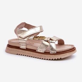 Zazoo 50103 Sandalias Mujer Piel con Plataforma, Dorado 3