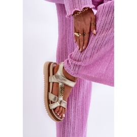 Zazoo 50103 Sandalias Mujer Piel con Plataforma, Dorado 4