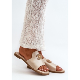 Chanclas Mujer Elegantes Brillantes Con Decoración S.Barski KV27-050 Dorado 4
