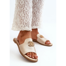 Chanclas Mujer Elegantes Brillantes Con Decoración S.Barski KV27-050 Dorado 5