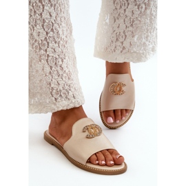 Chanclas Mujer Elegantes Brillantes Con Decoración S.Barski KV27-050 Dorado 6