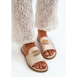 Chanclas Mujer Elegantes Brillantes Con Decoración S.Barski KV27-050 Dorado 7
