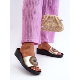 Chanclas Mujer Piel Con Adorno S.Barski KV27-019 Dorado 3