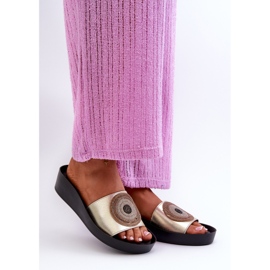 Chanclas Mujer Piel Con Adorno S.Barski KV27-019 Dorado 2