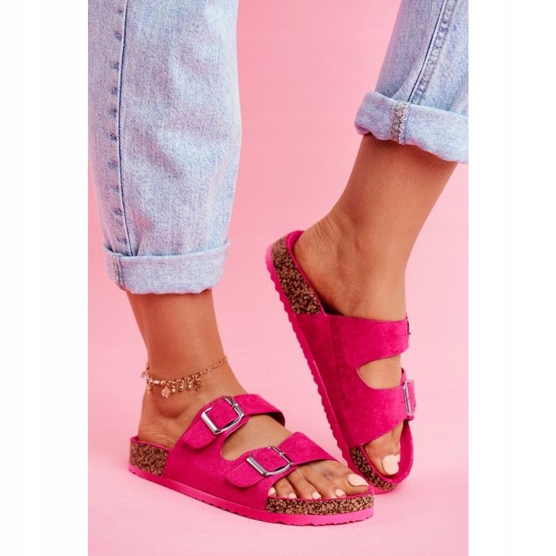 EVE Pantuflas De Mujer En Corcho Con Hebillas Fucsia Si Señor rosado 1