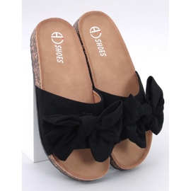 Keitas Chanclas de corcho negro con lazo 1