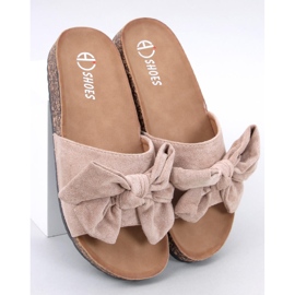 Keitas Babuchas de corcho caqui con lazo beige 1