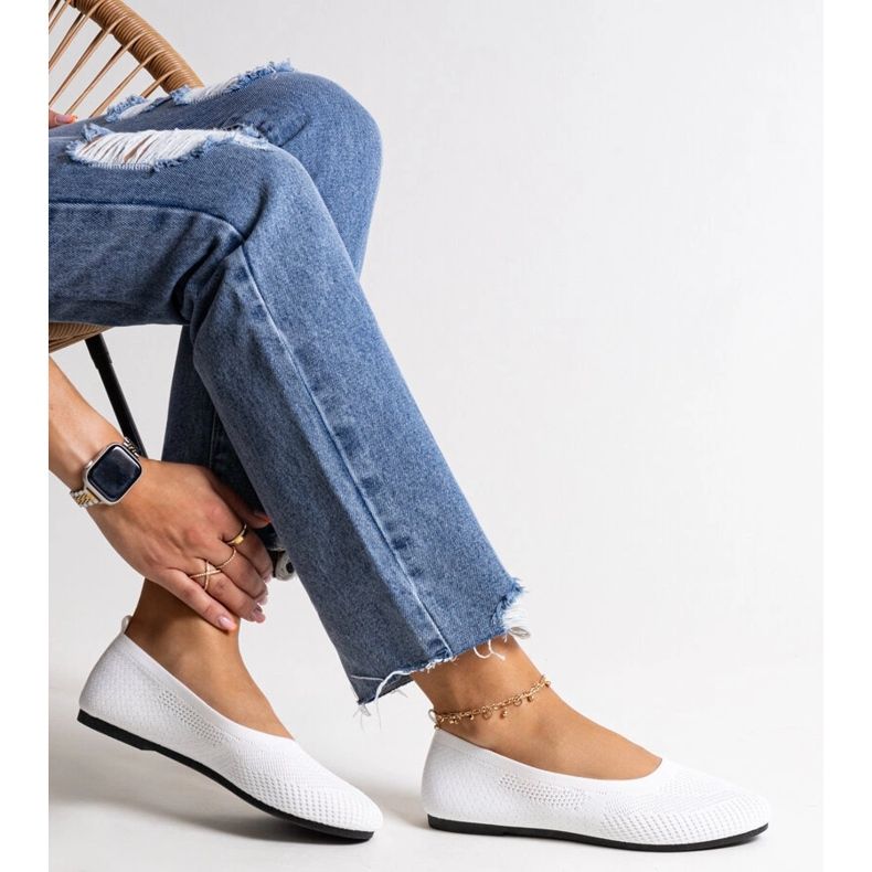 Bailarinas de tela blancas de Yafia blanco 1