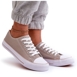 Zapatillas bajas clásicas de material para mujer Beige oscuro Lennabella 13