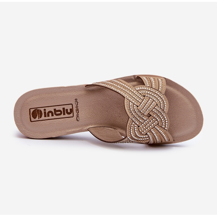 Chanclas de Mujer Cómodas con Circonitas Inblu BV000037 Beige 1