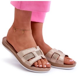 Chanclas Mujer Cómodas Brillantes Inblu BA000050 Dorado 9
