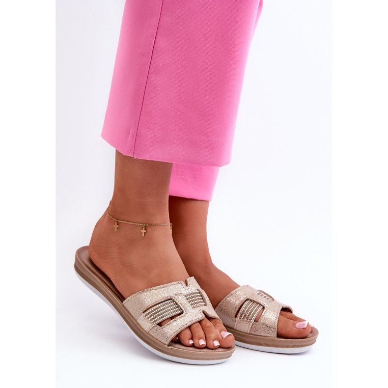Chanclas Mujer Cómodas Brillantes Inblu BA000050 Dorado 1