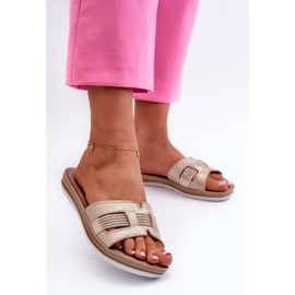 Chanclas Mujer Cómodas Brillantes Inblu BA000050 Dorado 2
