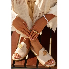 Chanclas Mujer Elegantes Brillantes Con Decoración S.Barski KV27-050 Dorado 2