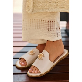 Chanclas Mujer Elegantes Brillantes Con Decoración S.Barski KV27-050 Dorado 8